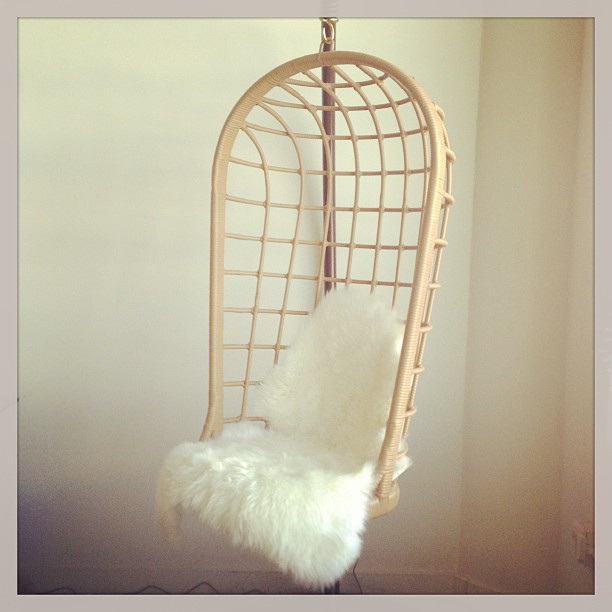 hanging chair faux fur