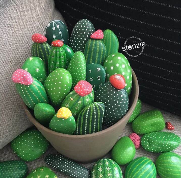 painted rock cactus