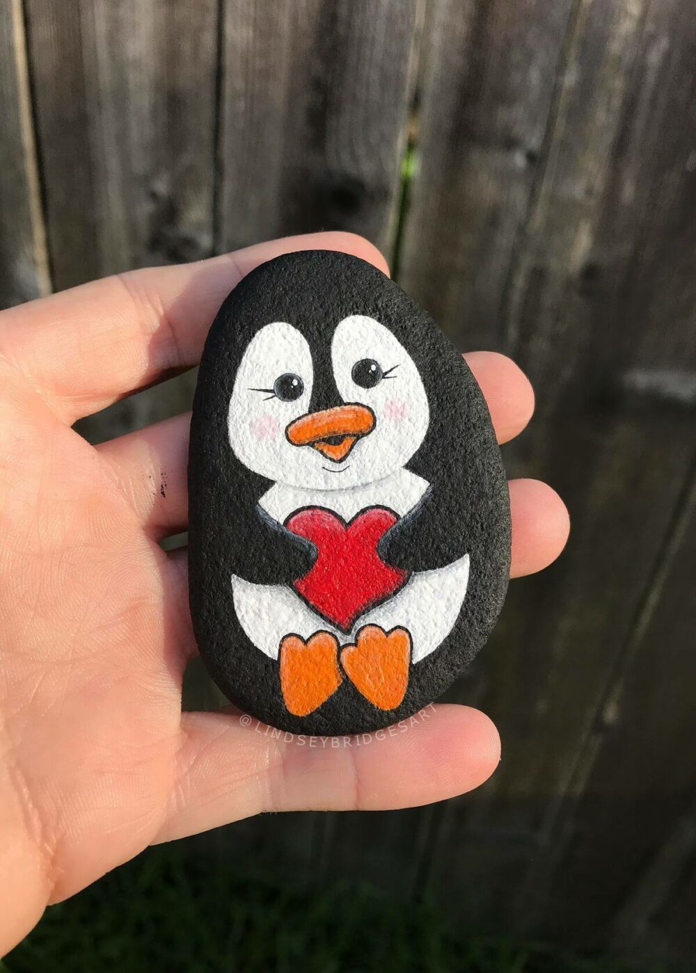 painted rock penguin