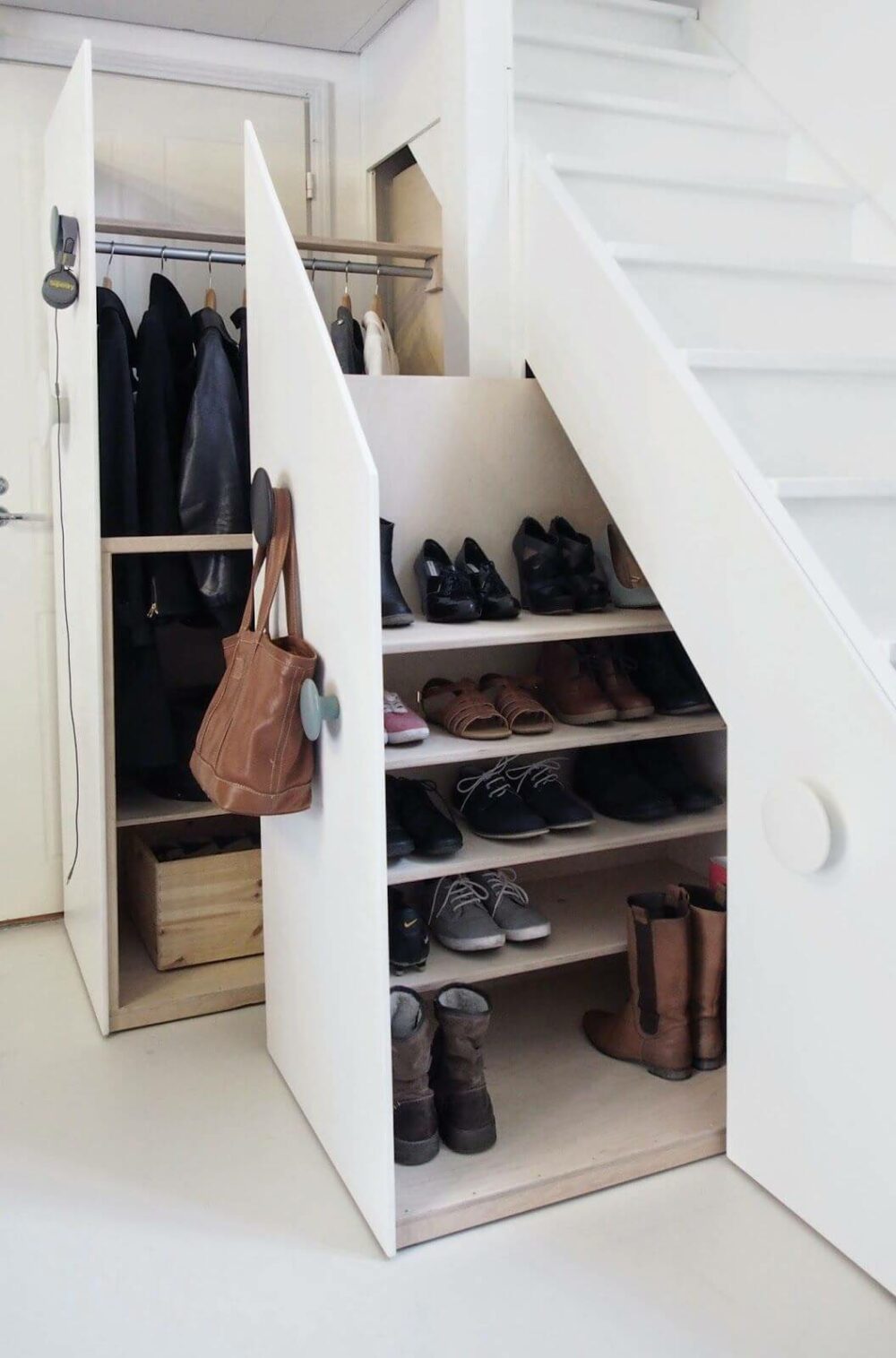 shoe storage under staircase