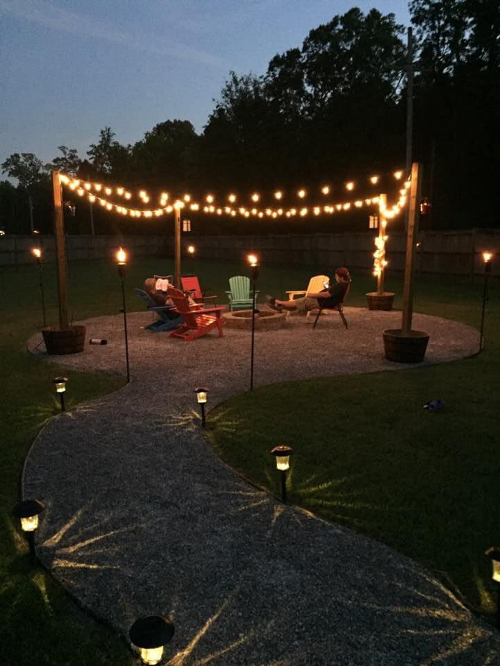 fire pit with lights
