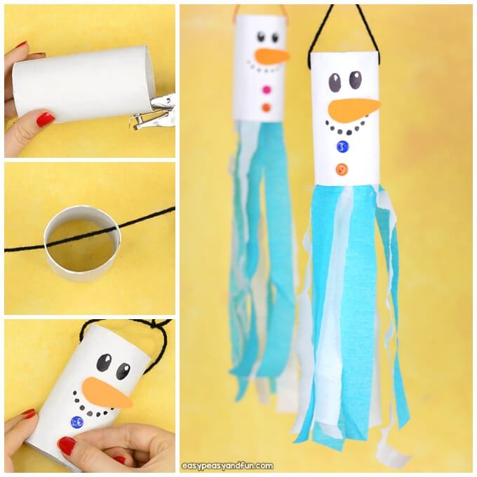 Snowman Windsock Toilet Paper Roll Craft