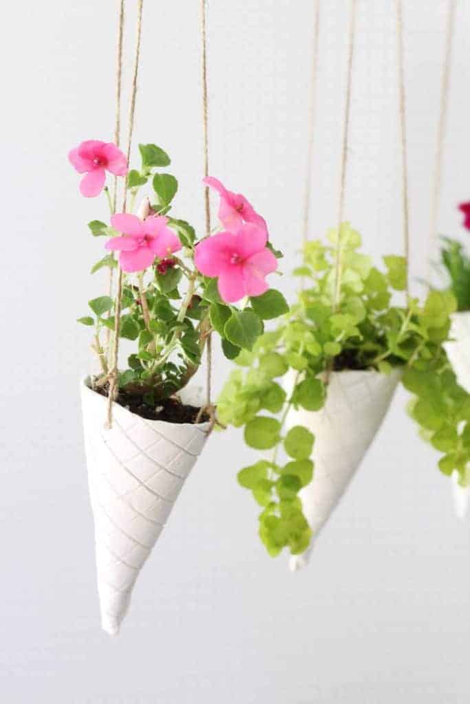 Ice Cream Cone DIY Hanging Planters