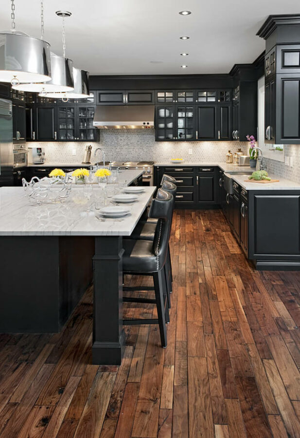 kitchen floor ideas with dark cabinets