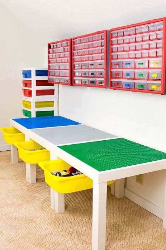  Mesa Lego de bricolaje con almacenamiento