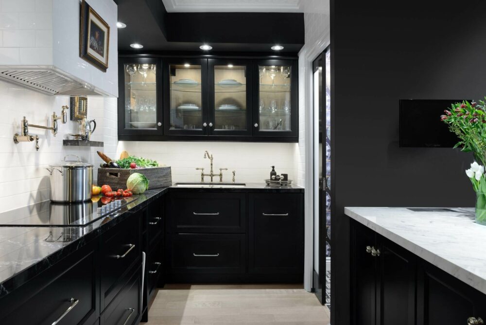 black kitchen storage cabinet